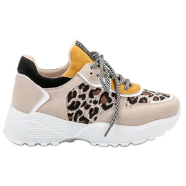 SHELOVET Fashionable Leopard Print Sneakers brown