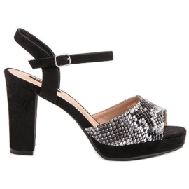 SHELOVET Snake Print Sandals black
