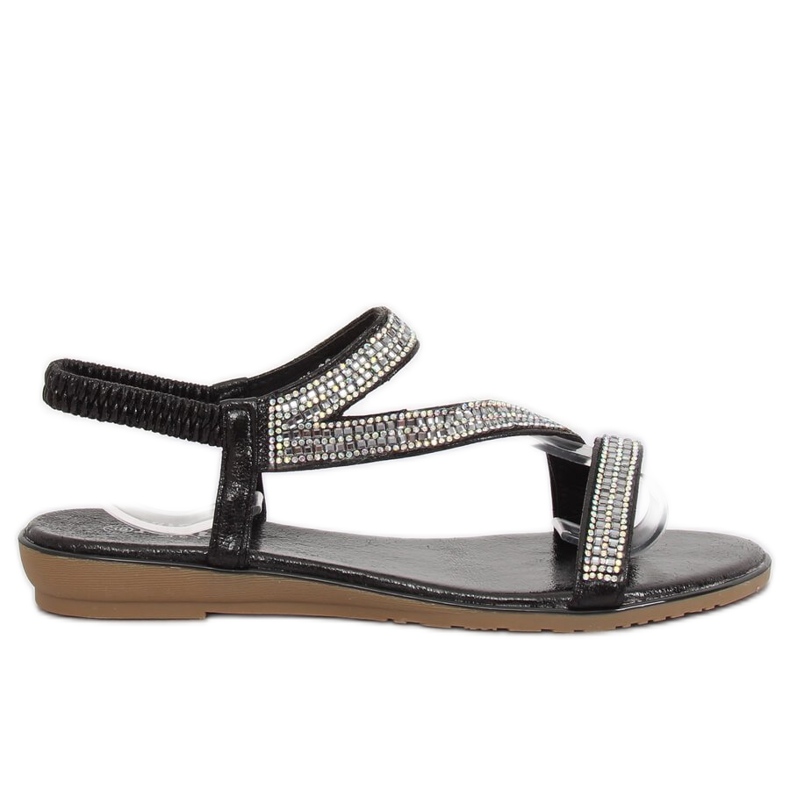 KM-33 Black asymmetrical black sandals
