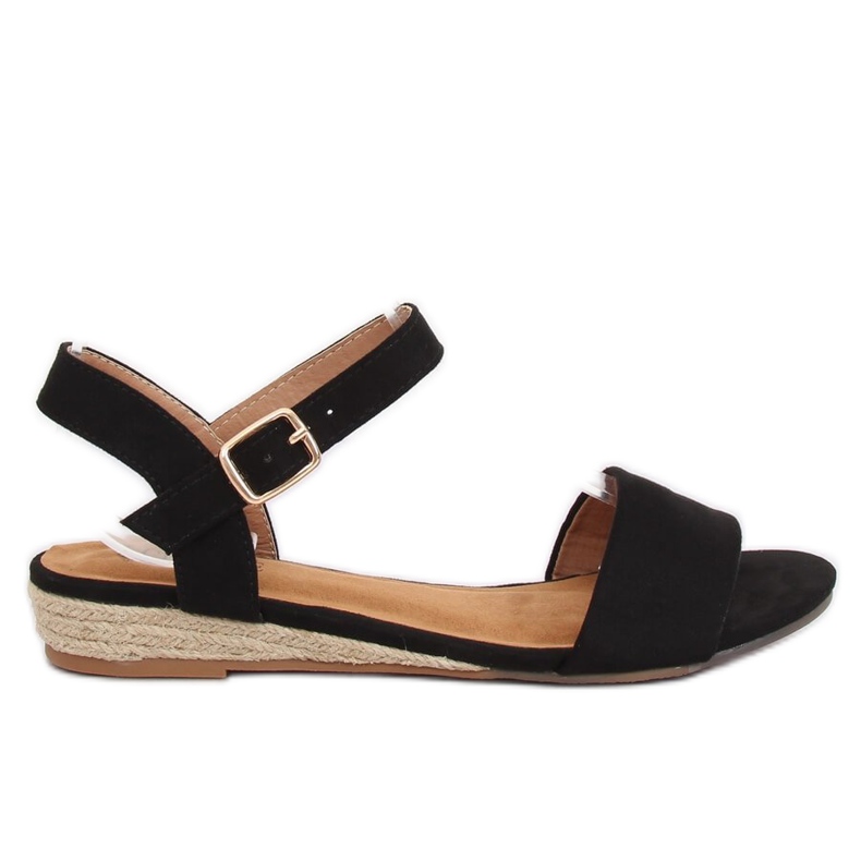 Black sandals espadrilles 9R73 Black