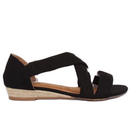 Black sandals espadrilles 9R72 Black
