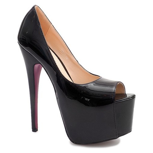 High Lacquered Studs On The Platform D913 Black