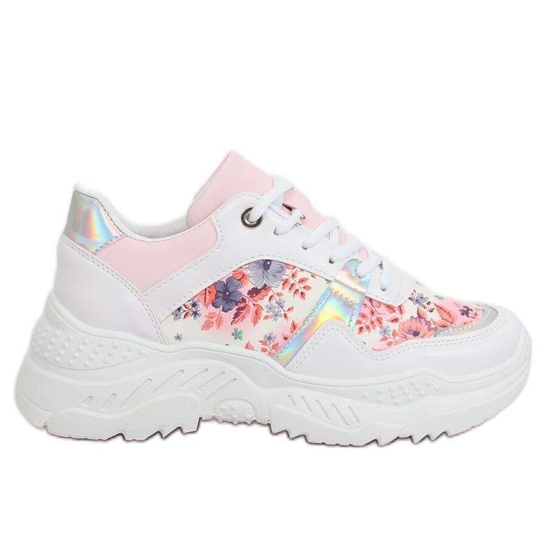 White flower sports shoes 3002 WHITE / FLOWER Red
