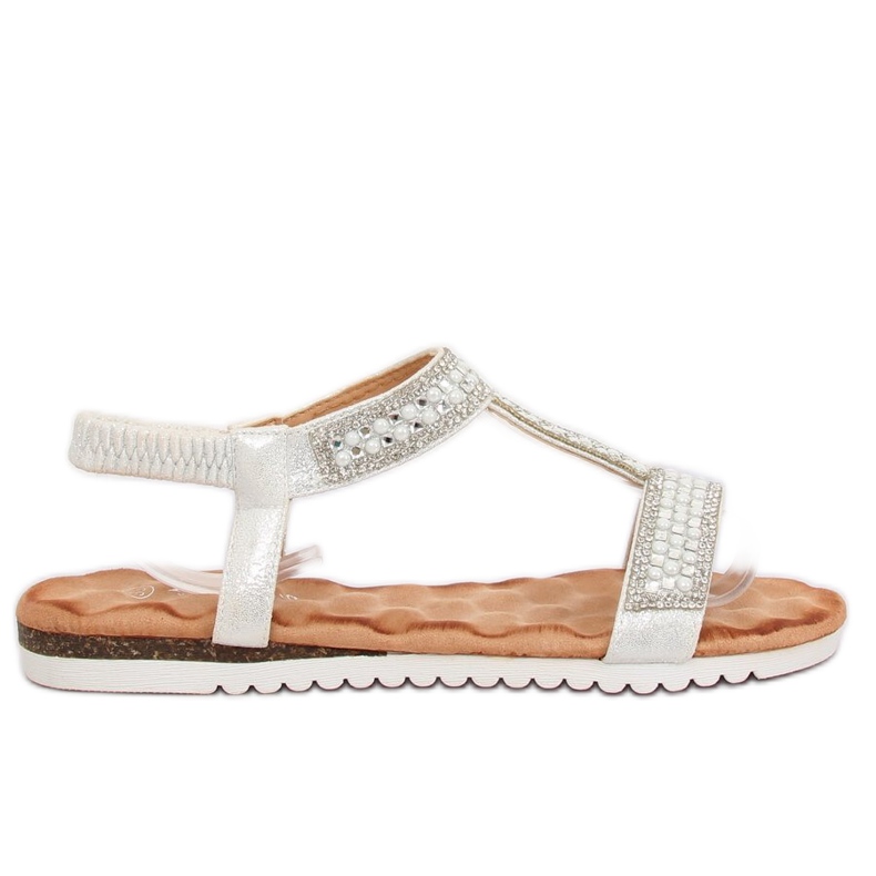 Silver women's sandals HT-67 Silver grey