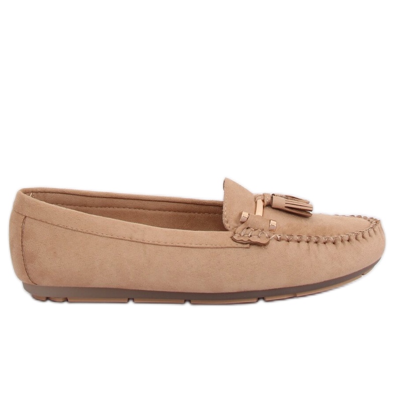 Women's beige loafers L7183 Khaki