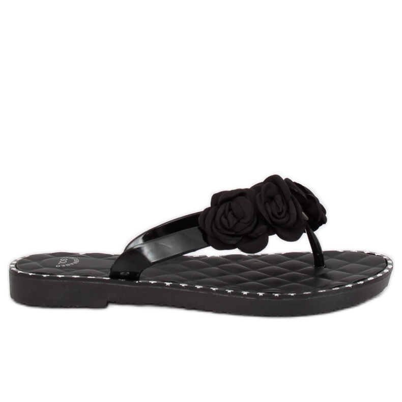 Black flip-flops with flowers YJL-1818 Black