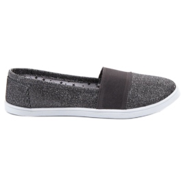 SHELOVET Slip-on Sneakers With Glitter grey