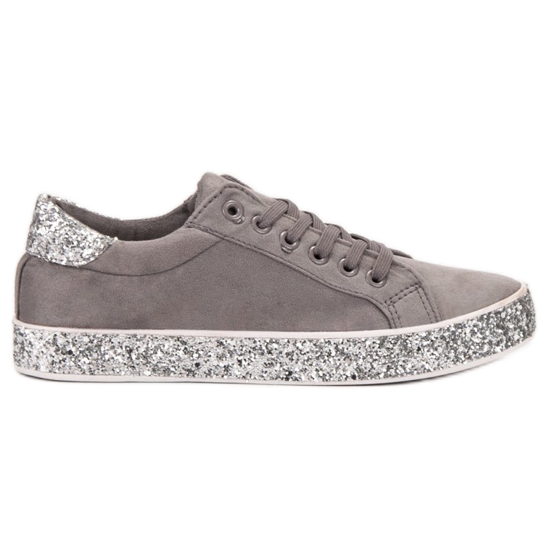 SHELOVET Sneakers With Glitter Sole grey