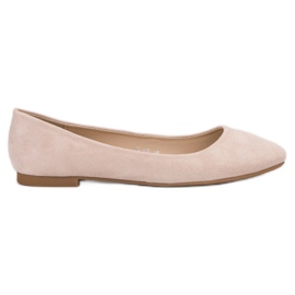 Small Swan Beige Suede Ballerinas