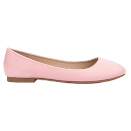 Small Swan Pink Suede Ballerinas