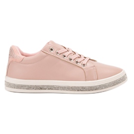 SDS Sport Shoes With Cubic Zirconia pink