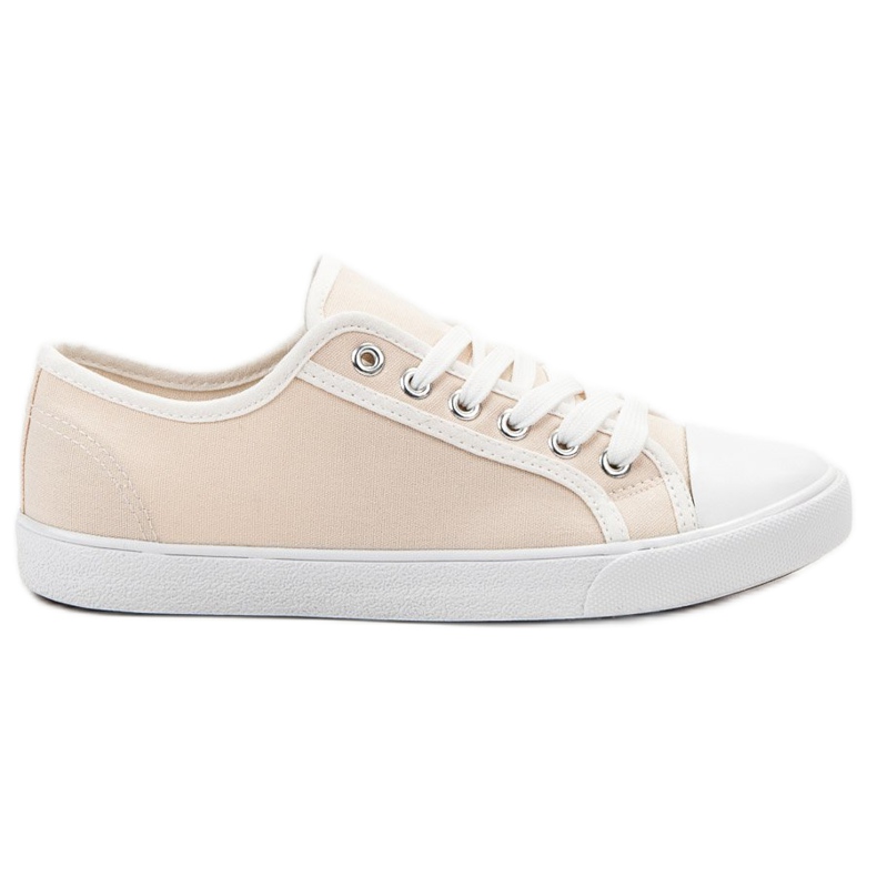 SHELOVET Women's low sneakers white brown SHELOVET Women's low sneakers white brown