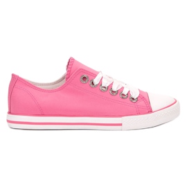 SHELOVET Sneakers Tied With A Ribbon white pink