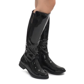 Black lacquered boots W-92 Black lacquered boots W-92