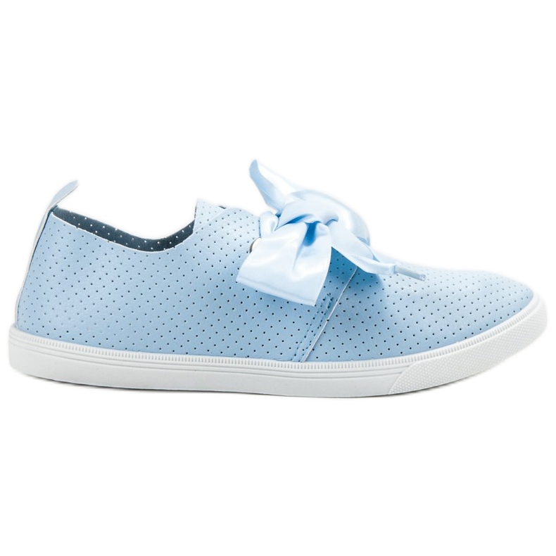 SHELOVET Shoes tied with a ribbon blue
