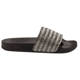 SHELOVET Rubber Slippers black grey SHELOVET Rubber Slippers black grey