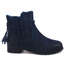 Warm Boots Jodhpur boots Fur W156 Navy navy blue