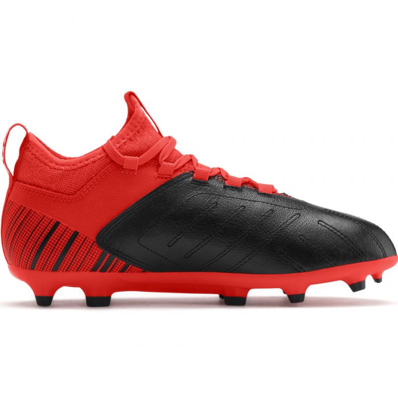 red and black football boots