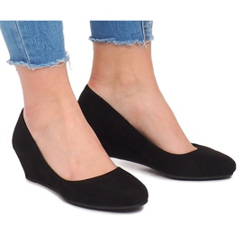 Suede Wedge Pumps MB188-48 Black