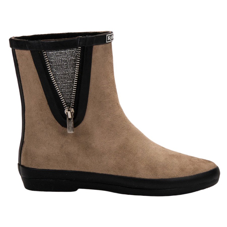 Kylie Suede Galoshes With Decorative Zipper beige