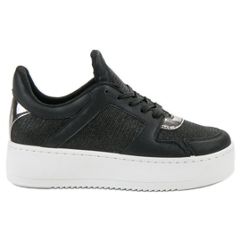 Ideal Shoes Sneakers With Glitter black