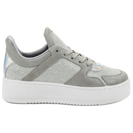 Ideal Shoes Sneakers With Glitter grey