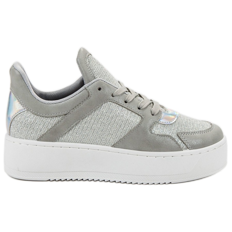 Ideal Shoes Sneakers With Glitter grey