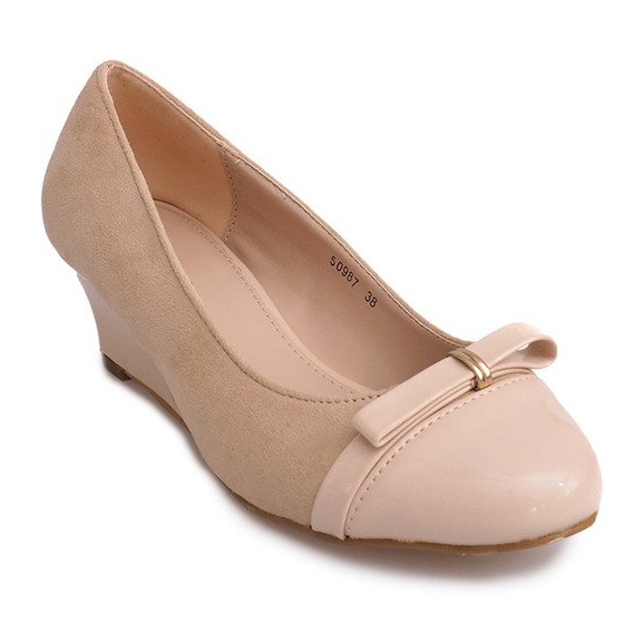 Suede Wedge Pumps 50987 Beige