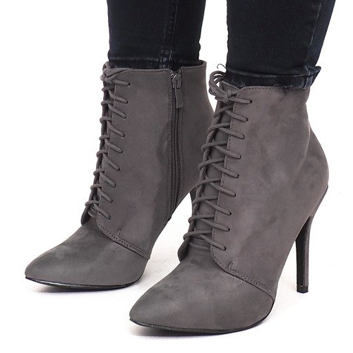 Boots On High Heel LB-229 Gray grey