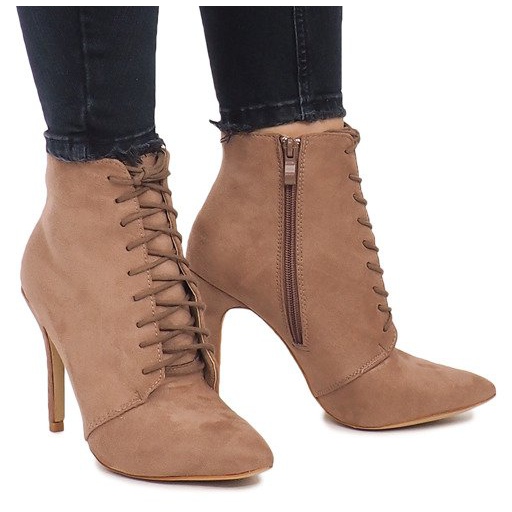Boots On High Heel LB-229 Khaki pink Boots On High Heel LB-229 Khaki pink