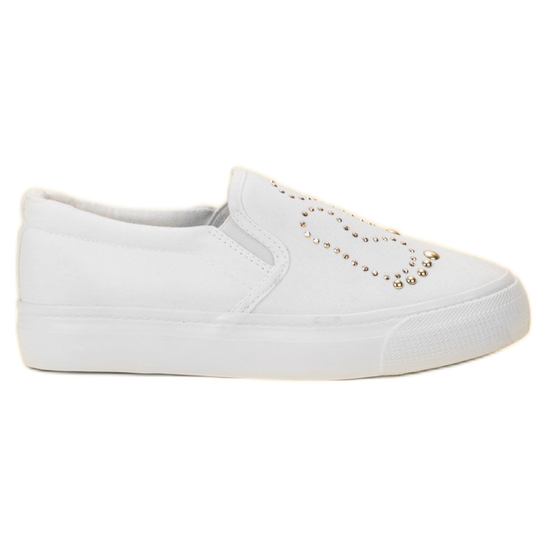 J. Star Slipons With Rhinestones white