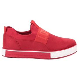 SHELOVET Suede Slip-On Shoes red