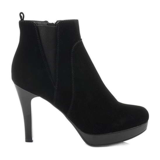 Boots On High Heel J0084-1 Black Zipper