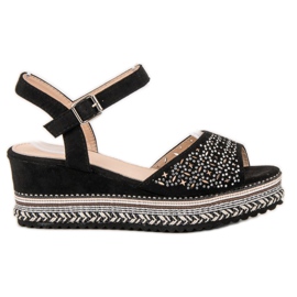 Groto Gogo Suede Sandals With Cubic Zirconia black