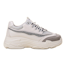 SHELOVET Sneakers With Glitter white grey SHELOVET Sneakers With Glitter white grey