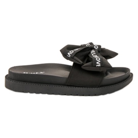 Jumex Slippers With A Love Bow black Jumex Slippers With A Love Bow black
