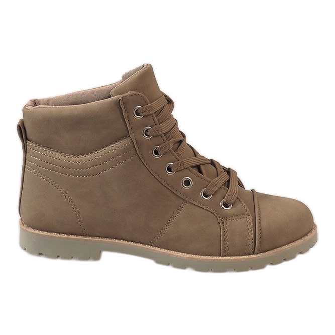 Khaki lace-up boots BK-77 beige