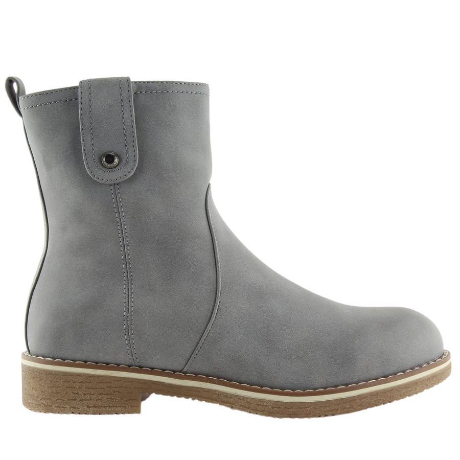 grey flat ankle boots