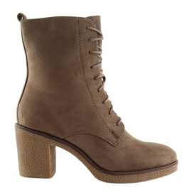 Brown 3638 Khaki lace-up high heels