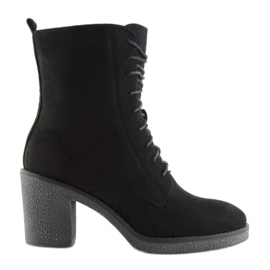 Black 3638 Black lace-up high heels
