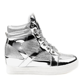 Silver Lacquered Openwork Sneakers L641-3 grey Silver Lacquered Openwork Sneakers L641-3 grey