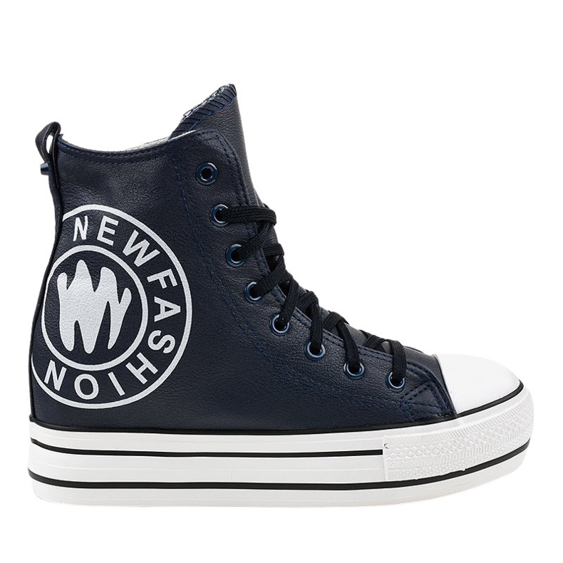 Navy blue wedge sneakers W09