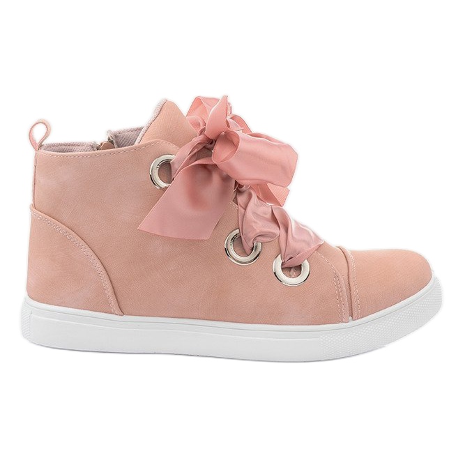 Suede Booties with bows TL0147 Pink