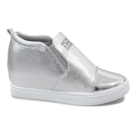 Silver openwork sneakers on the wedge DD392-2 grey Silver openwork sneakers on the wedge DD392-2 grey