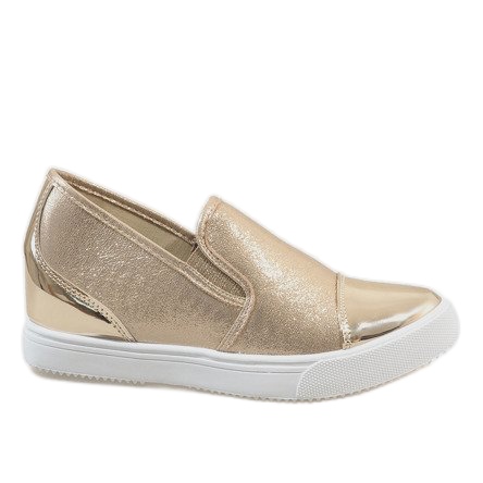 Golden sneakers on the wedge DD436-8