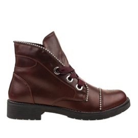 Kayla Shoes Maroon lace-up ankle boots 11606-73 red