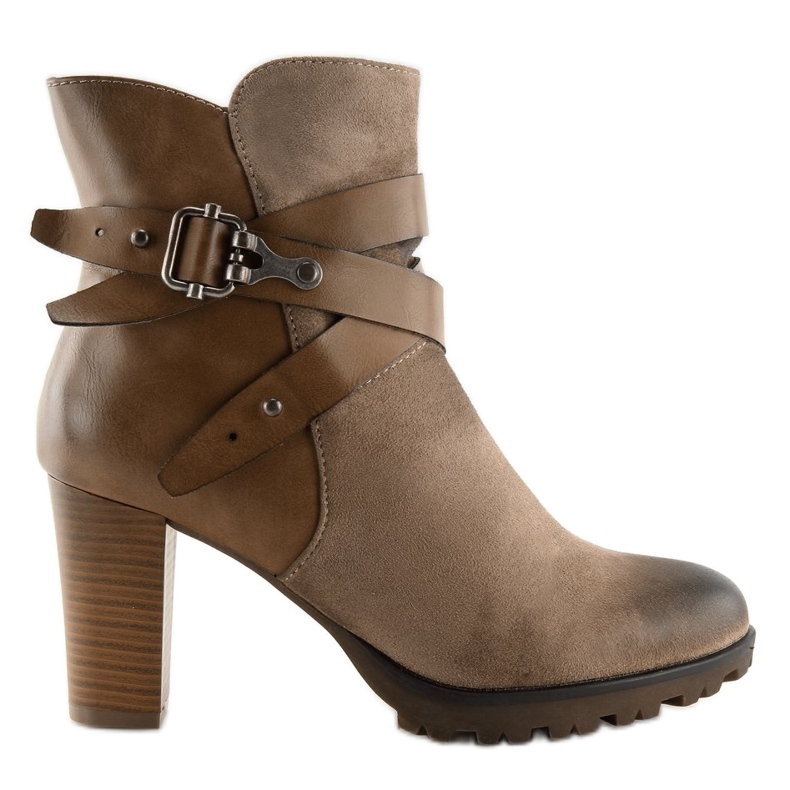 Brown high-heeled boots 8287 Khaki