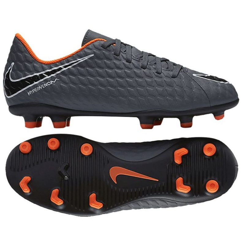 Gray Nike Hypervenom Phantom Iii Club Fg Jr AH7290-081 football shoes multicolored grey
