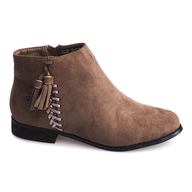 Boho 99-8 Taupe suede booties multicolored