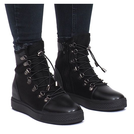 Black openwork wedge sneakers from Mathilde